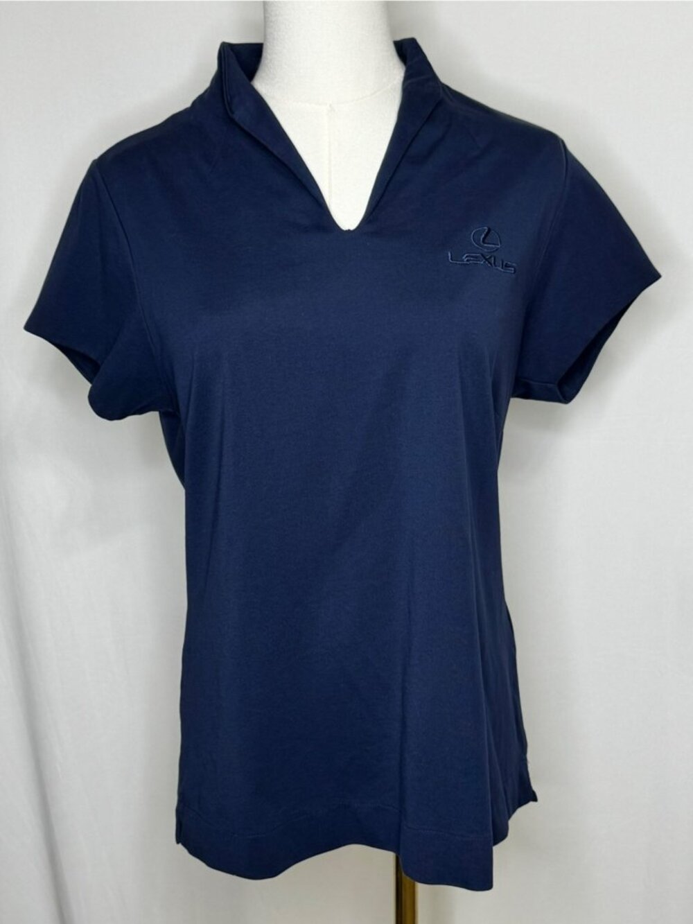 Womens Lexus size Large Shirt Navy Blue Lexus Logo V Neck Work Dealership Office